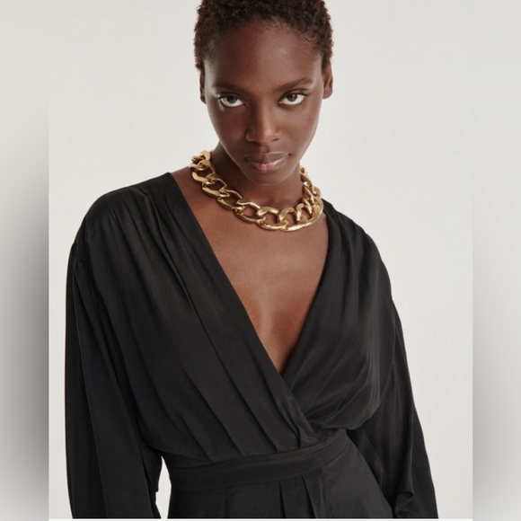 NWT The Kooples Black Crossed Top in Silk Blend Size 4 (US 10/XL). - Picture 2 of 12